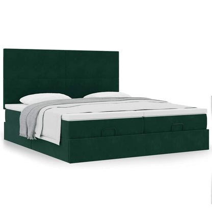 vidaXL Ottoman-Bett mit Matratzen Dunkelgrün 160x200 cm Samt