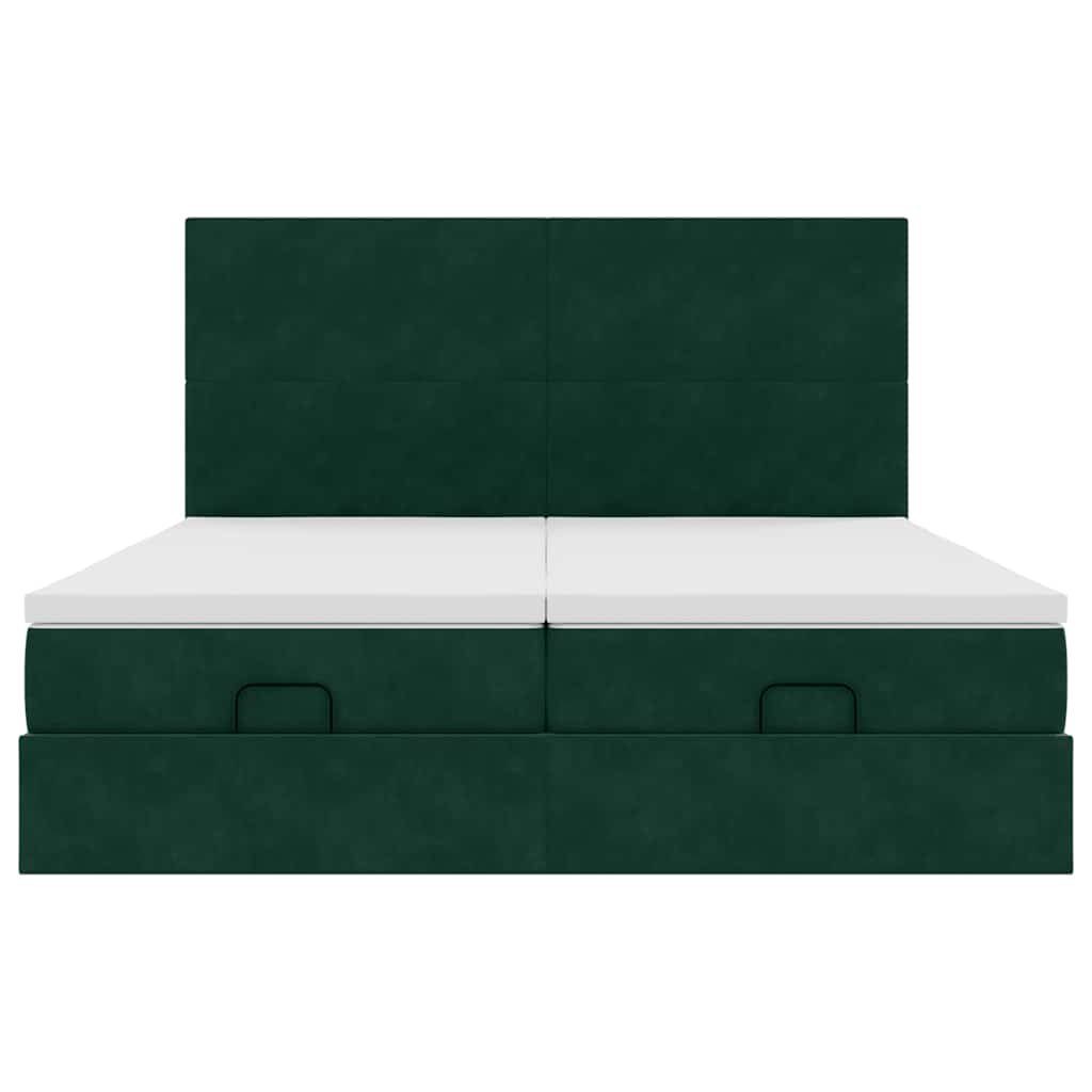 vidaXL Ottoman-Bett mit Matratzen Dunkelgrün 160x200 cm Samt
