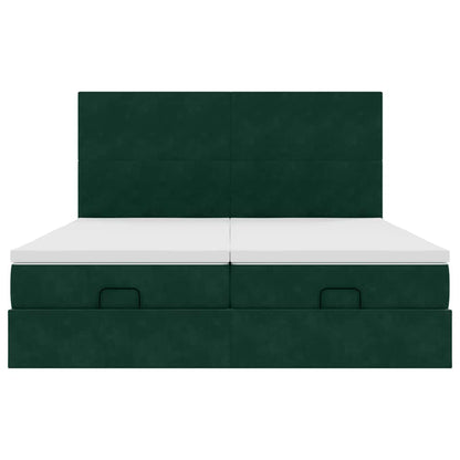 vidaXL Ottoman-Bett mit Matratzen Dunkelgrün 160x200 cm Samt