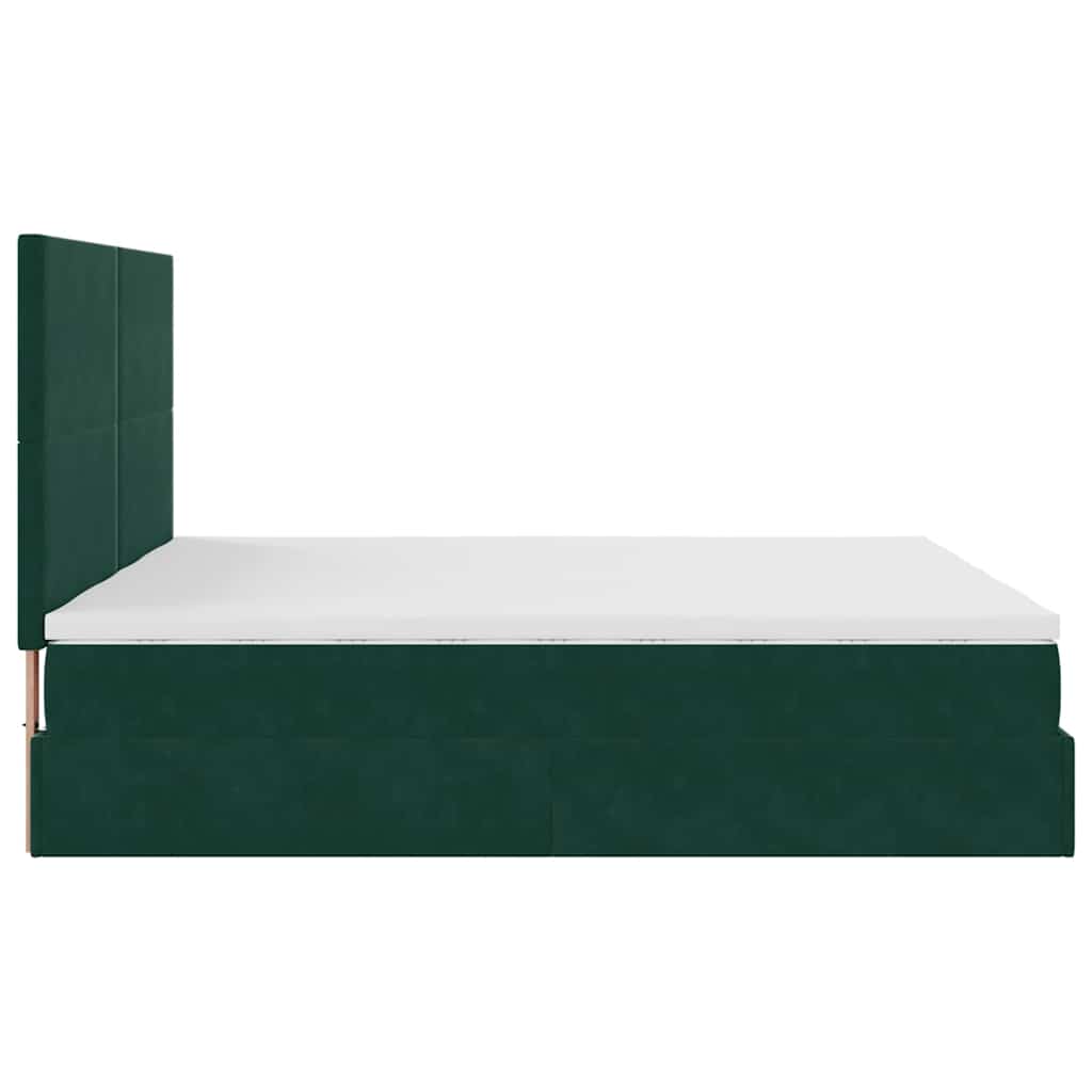 vidaXL Ottoman-Bett mit Matratzen Dunkelgrün 160x200 cm Samt