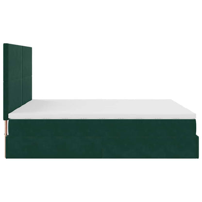 vidaXL Ottoman-Bett mit Matratzen Dunkelgrün 160x200 cm Samt