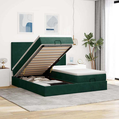 vidaXL Ottoman-Bett mit Matratzen Dunkelgrün 160x200 cm Samt