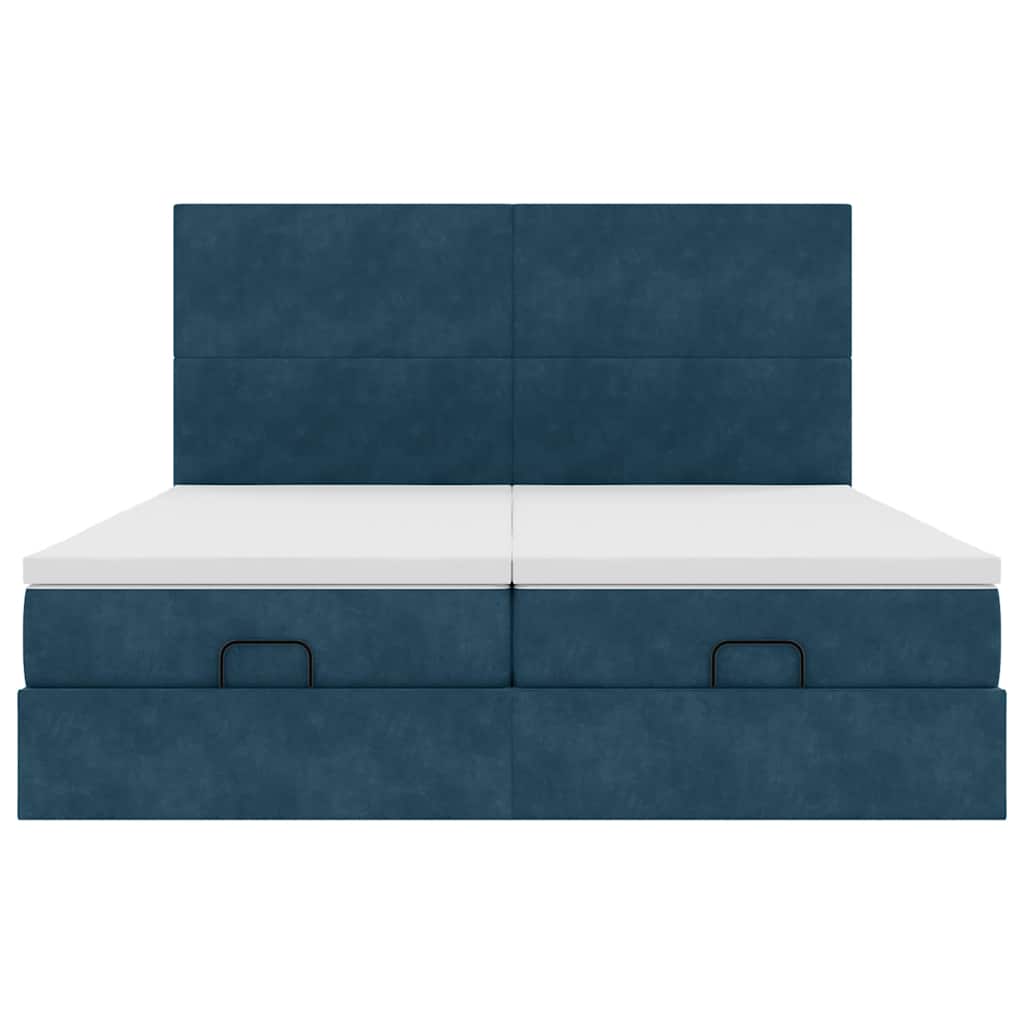 vidaXL Ottoman-Bett mit Matratzen Dunkelblau 160x200 cm Samt