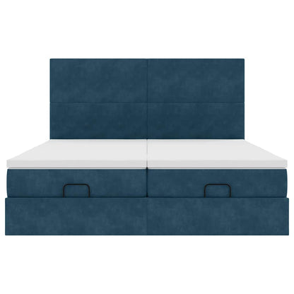 vidaXL Ottoman-Bett mit Matratzen Dunkelblau 160x200 cm Samt