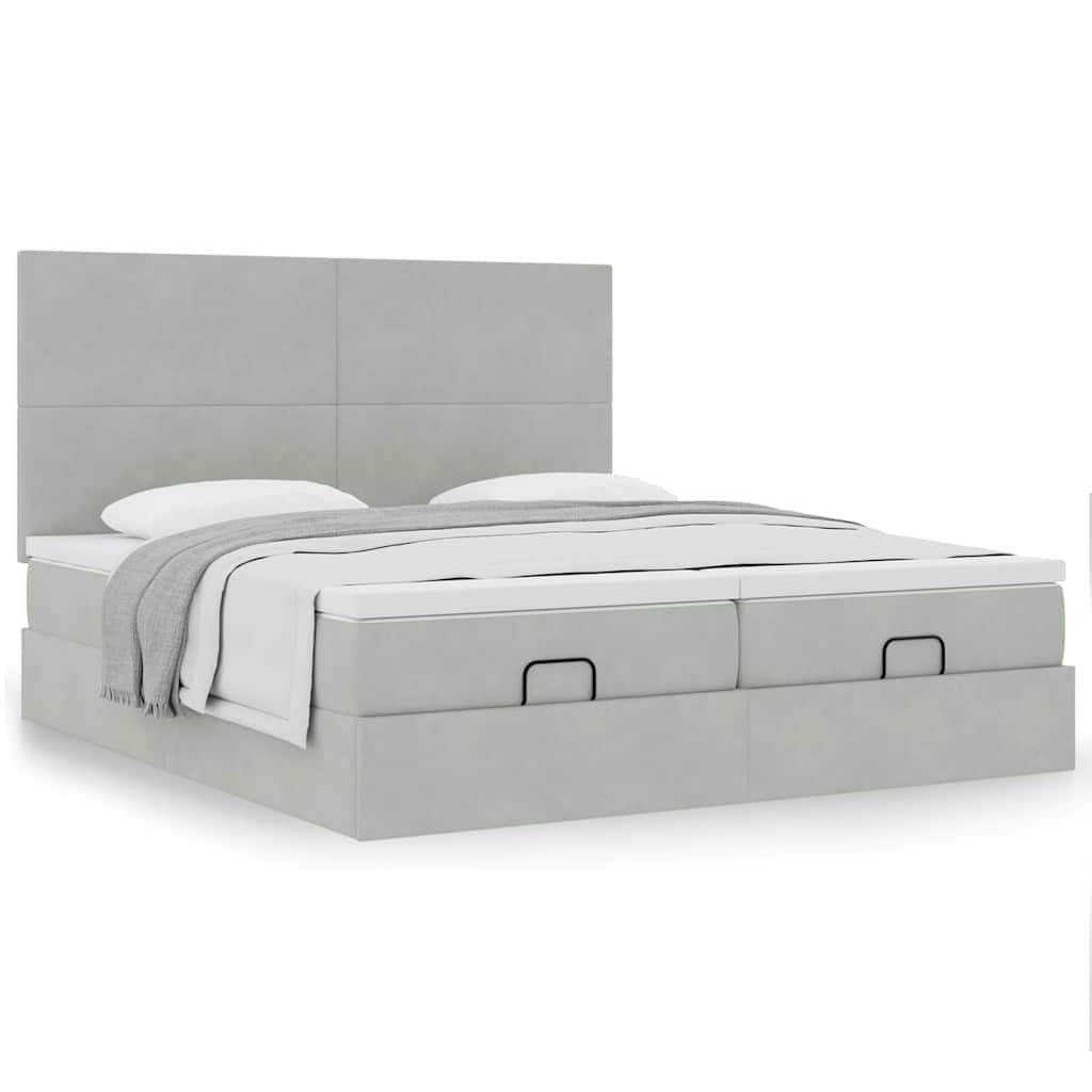 vidaXL Ottoman-Bett mit Matratzen Hellgrau 180x200 cm Samt