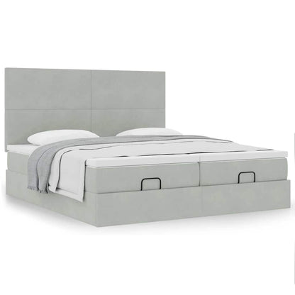 vidaXL Ottoman-Bett mit Matratzen Hellgrau 180x200 cm Samt