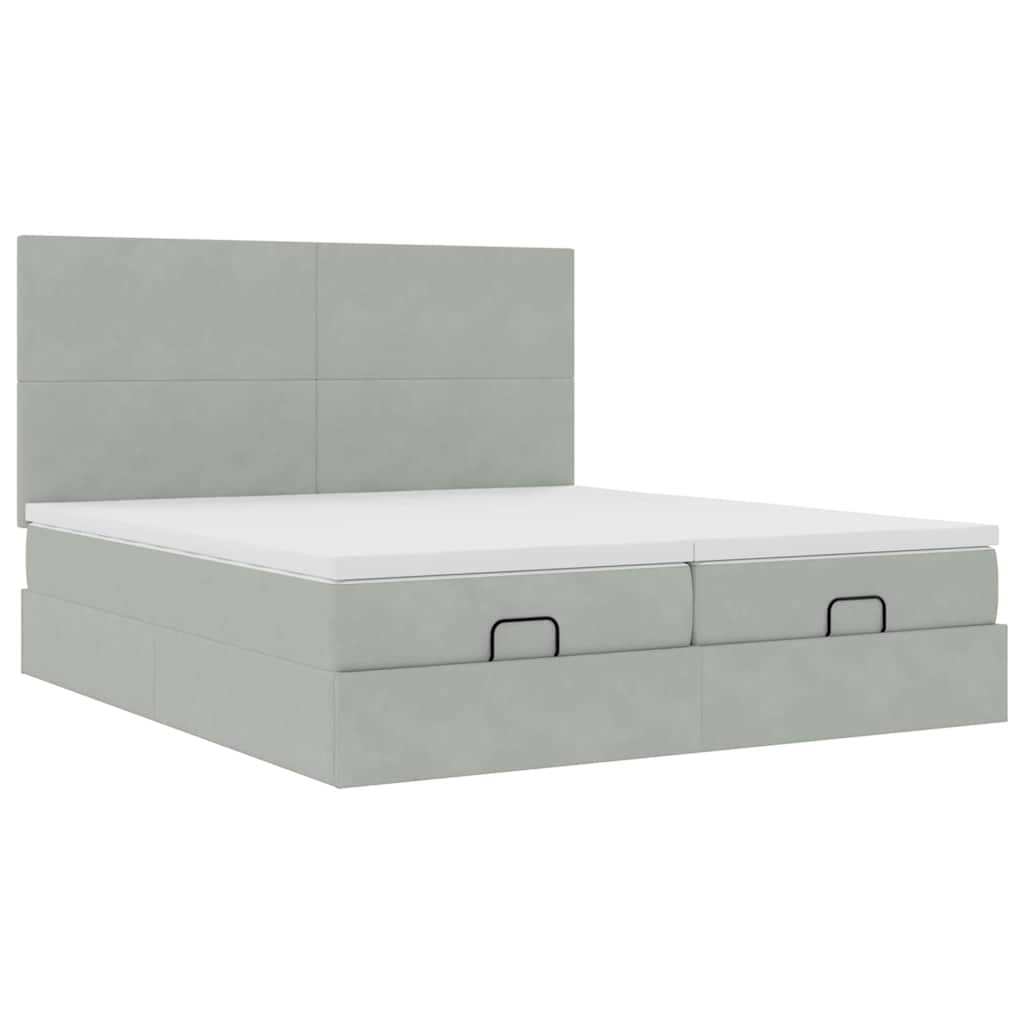 vidaXL Ottoman-Bett mit Matratzen Hellgrau 180x200 cm Samt
