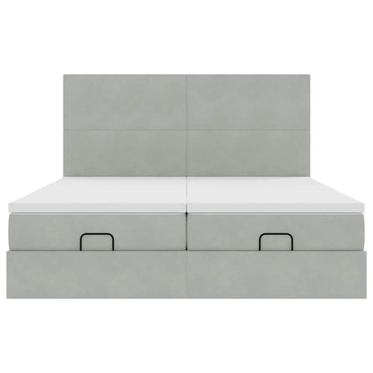 vidaXL Ottoman-Bett mit Matratzen Hellgrau 180x200 cm Samt