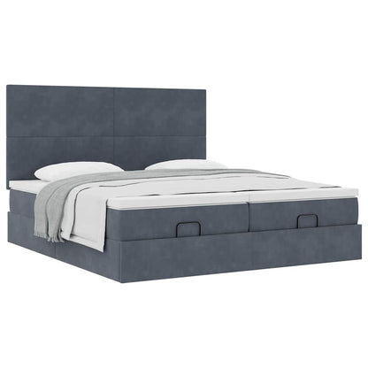 vidaXL Ottoman-Bett mit Matratzen Dunkelgrau 180x200 cm Samt