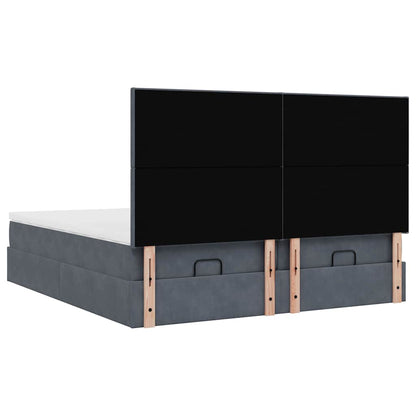 vidaXL Ottoman-Bett mit Matratzen Dunkelgrau 180x200 cm Samt