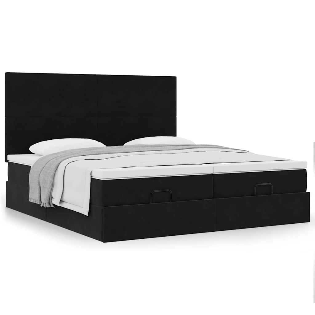 vidaXL Lit ottoman avec matelas Noir 180x200 cm Velours