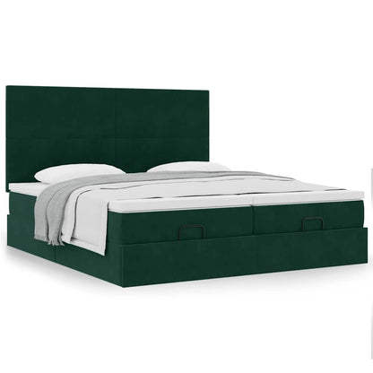vidaXL Ottoman-Bett mit Matratzen Dunkelgrün 180x200 cm Samt
