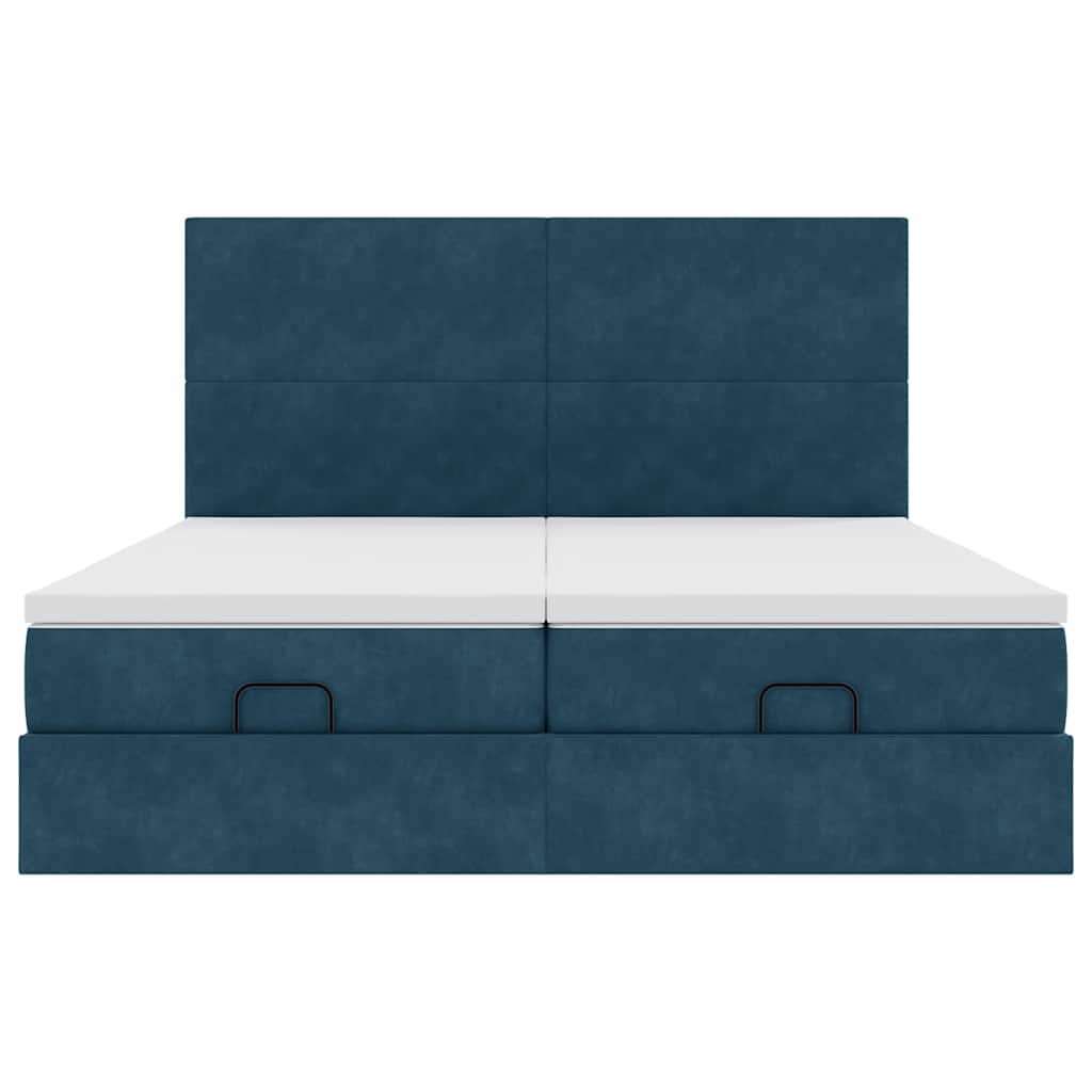 vidaXL Ottoman-Bett mit Matratzen Dunkelblau 180x200 cm Samt