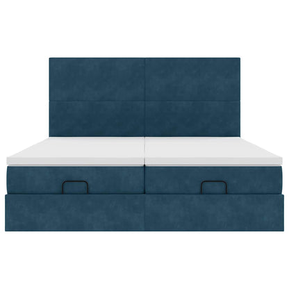 vidaXL Ottoman-Bett mit Matratzen Dunkelblau 180x200 cm Samt