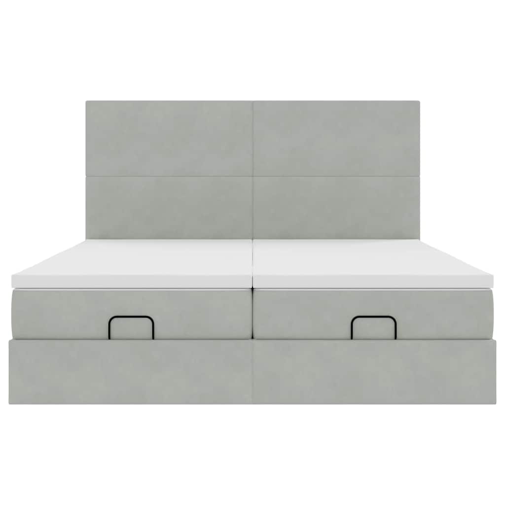 vidaXL Ottoman-Bett mit Matratzen Hellgrau 200x200 cm Samt