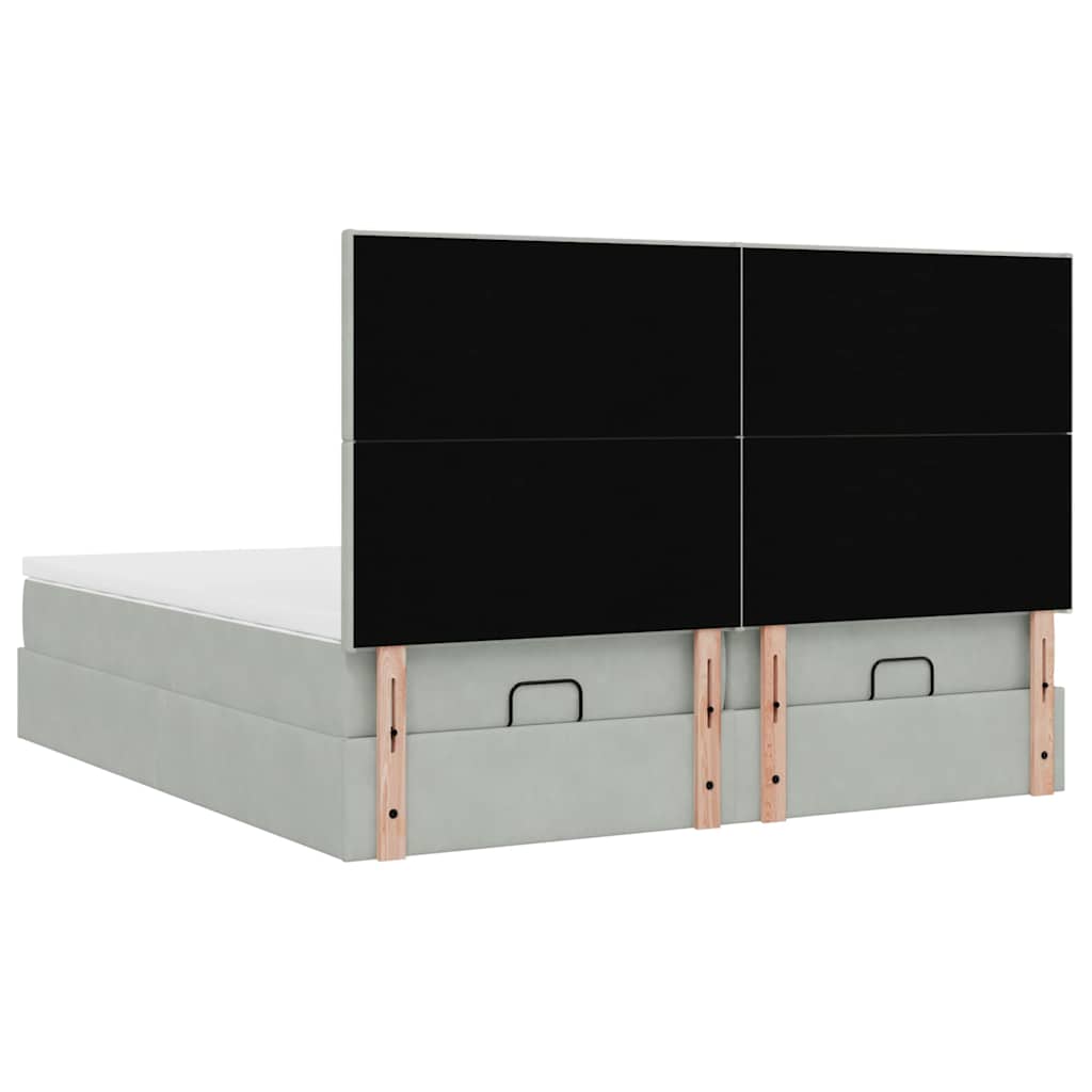 vidaXL Ottoman-Bett mit Matratzen Hellgrau 200x200 cm Samt