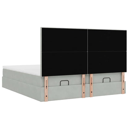 vidaXL Ottoman-Bett mit Matratzen Hellgrau 200x200 cm Samt