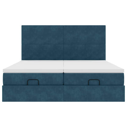 vidaXL Ottoman-Bett mit Matratzen Dunkelblau 200x200 cm Samt