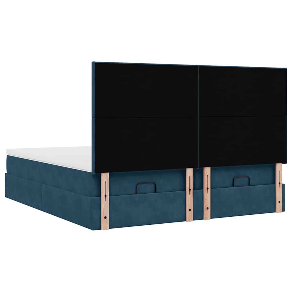 vidaXL Ottoman-Bett mit Matratzen Dunkelblau 200x200 cm Samt