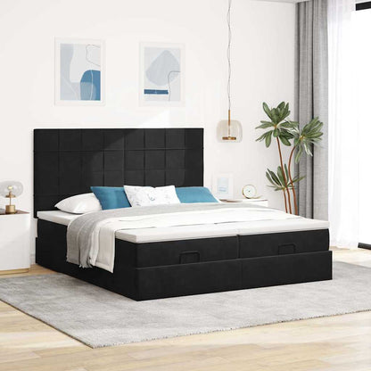 vidaXL Lit ottoman avec matelas noir 160x200 cm Velours