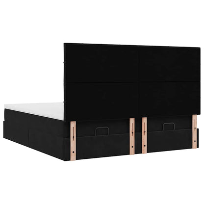 vidaXL Lit ottoman avec matelas noir 160x200 cm Velours
