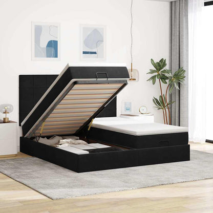 vidaXL Lit ottoman avec matelas noir 160x200 cm Velours