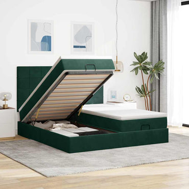 vidaXL Ottoman-Bett mit Matratzen Dunkelgrün 160x200 cm Samt