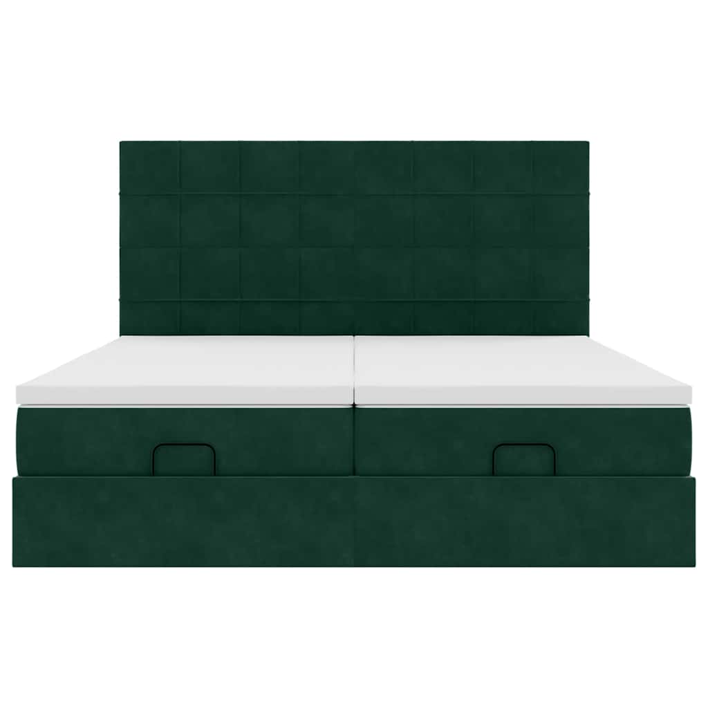 vidaXL Ottoman-Bett mit Matratzen Dunkelgrün 160x200 cm Samt