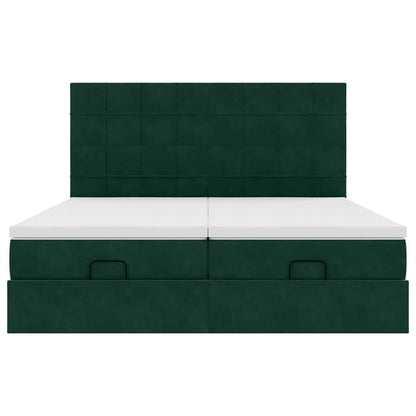 vidaXL Ottoman-Bett mit Matratzen Dunkelgrün 160x200 cm Samt