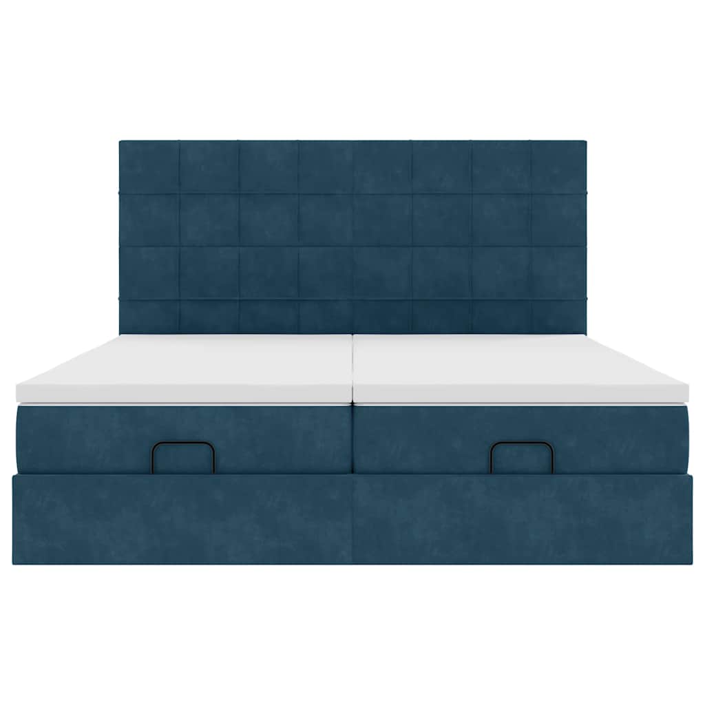 vidaXL Ottoman-Bett mit Matratzen Dunkelblau 160x200 cm Samt