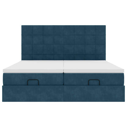 vidaXL Ottoman-Bett mit Matratzen Dunkelblau 160x200 cm Samt