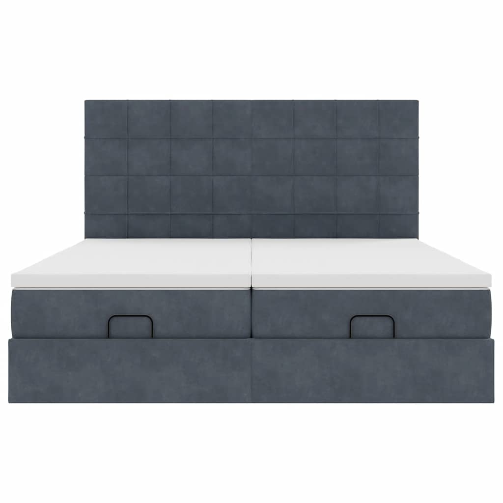 vidaXL Ottoman-Bett mit Matratzen Dunkelgrau 180x200 cm Samt