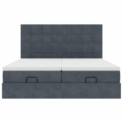 vidaXL Ottoman-Bett mit Matratzen Dunkelgrau 180x200 cm Samt
