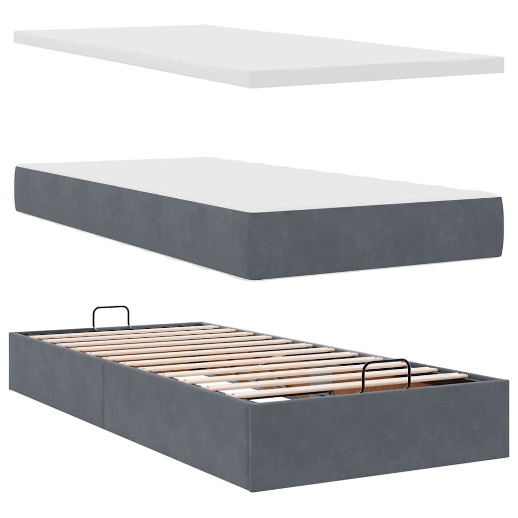 vidaXL Ottoman-Bett mit Matratzen Dunkelgrau 180x200 cm Samt