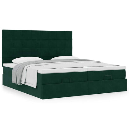 vidaXL Lit de repos avec matelas Vert foncé 180x200 cm Velours