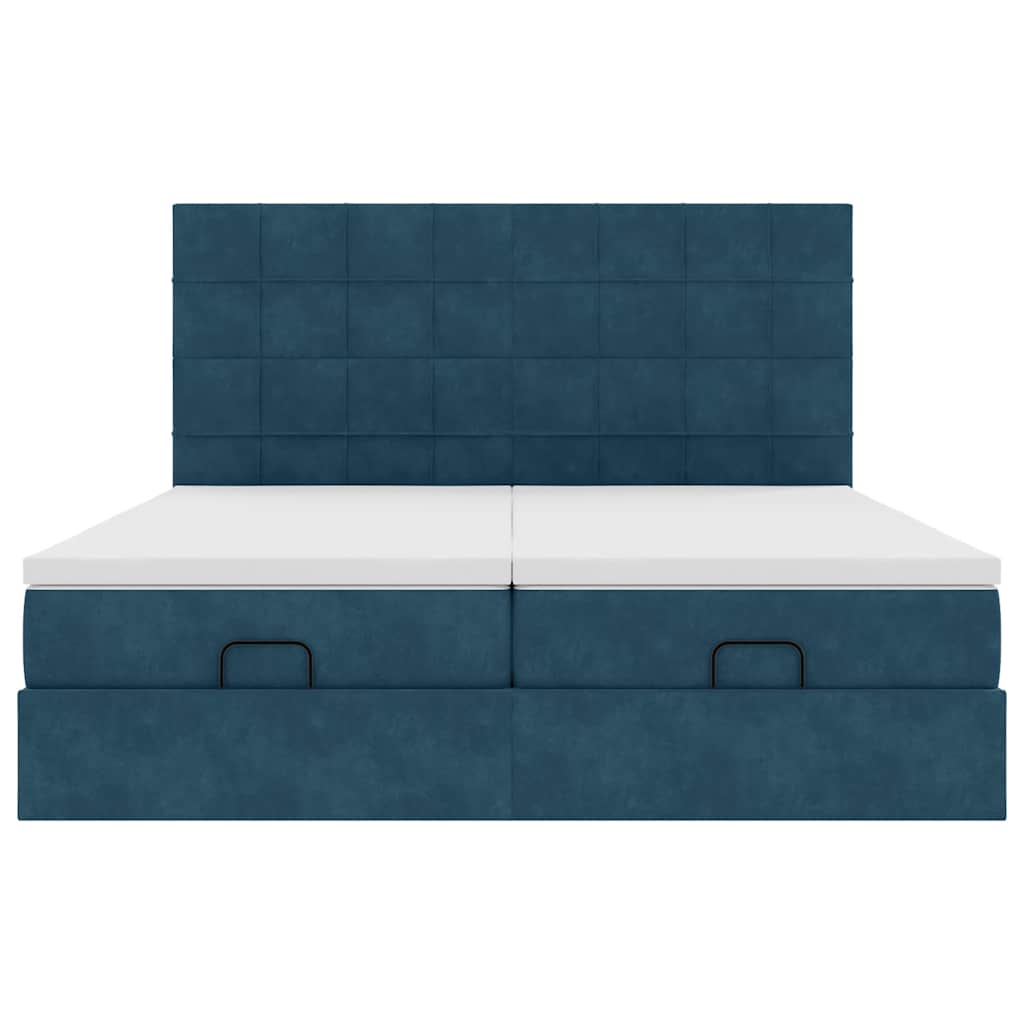 vidaXL Ottoman-Bett mit Matratzen Dunkelblau 180x200 cm Samt