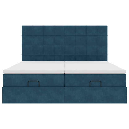 vidaXL Ottoman-Bett mit Matratzen Dunkelblau 180x200 cm Samt