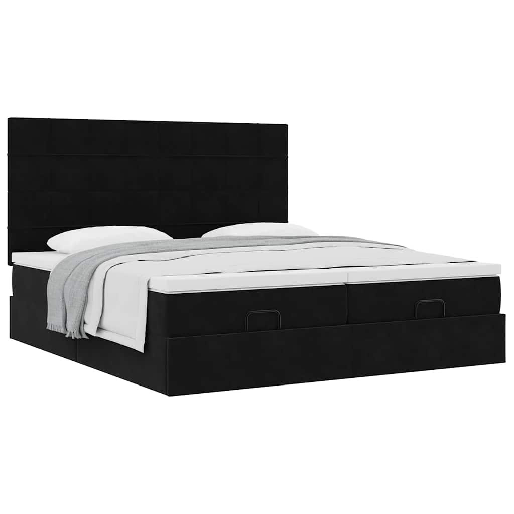 vidaXL Lit ottoman avec matelas Noir 200x200 cm Velours