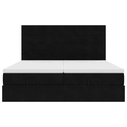 vidaXL Lit ottoman avec matelas Noir 200x200 cm Velours