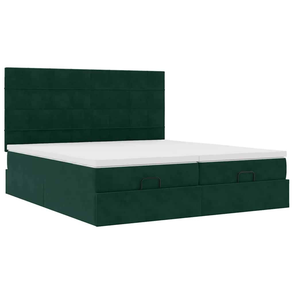 vidaXL Ottoman-Bett mit Matratzen Dunkelgrün 200x200 cm Samt
