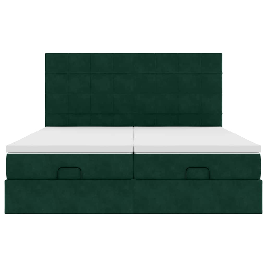 vidaXL Ottoman-Bett mit Matratzen Dunkelgrün 200x200 cm Samt