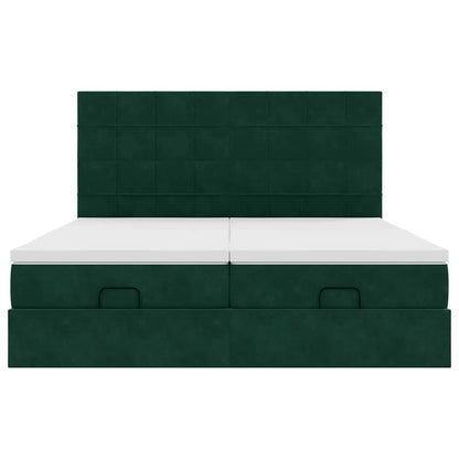 vidaXL Ottoman-Bett mit Matratzen Dunkelgrün 200x200 cm Samt