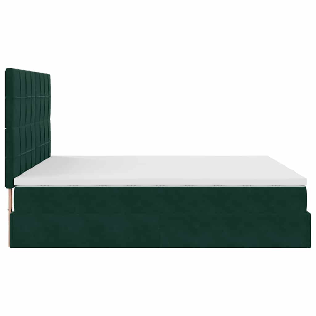 vidaXL Ottoman-Bett mit Matratzen Dunkelgrün 200x200 cm Samt