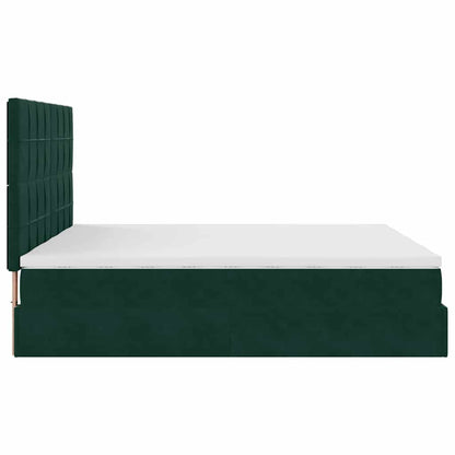 vidaXL Ottoman-Bett mit Matratzen Dunkelgrün 200x200 cm Samt