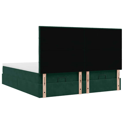 vidaXL Ottoman-Bett mit Matratzen Dunkelgrün 200x200 cm Samt