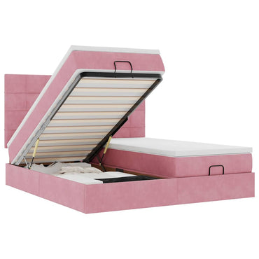 vidaXL Lit ottoman avec matelas Rose 200x200 cm Velours
