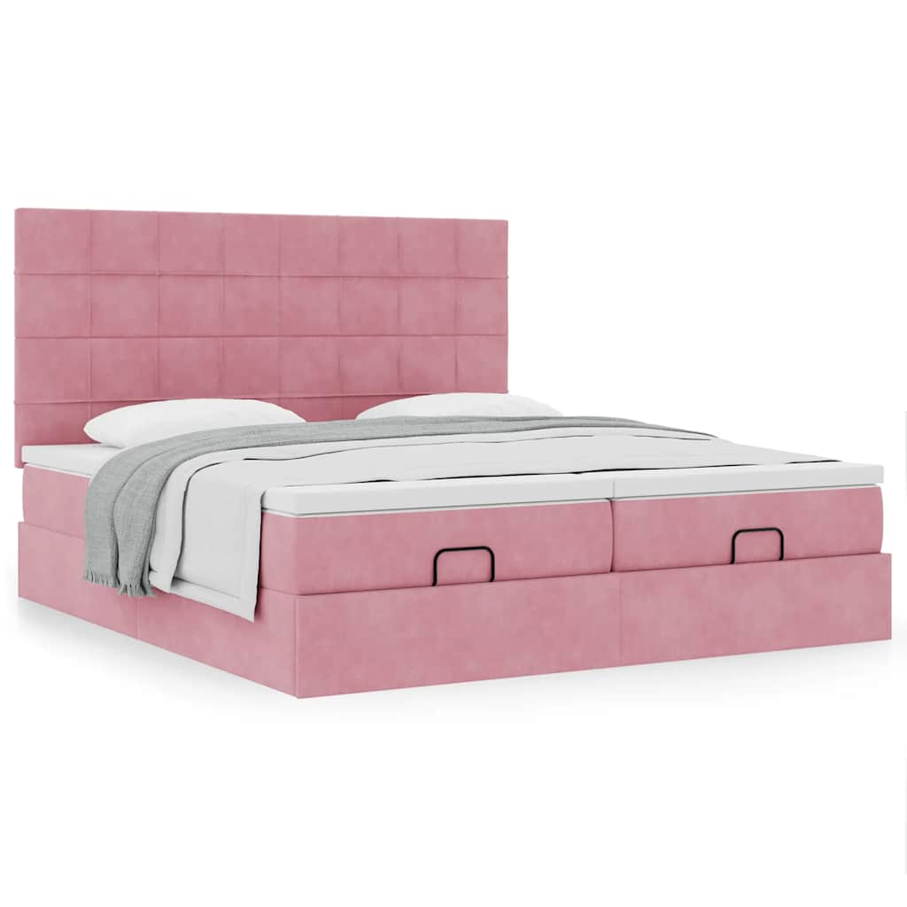 vidaXL Lit ottoman avec matelas Rose 200x200 cm Velours