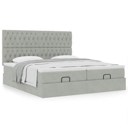vidaXL Lit-coffre avec matelas Gris clair 160x200 cm Velours