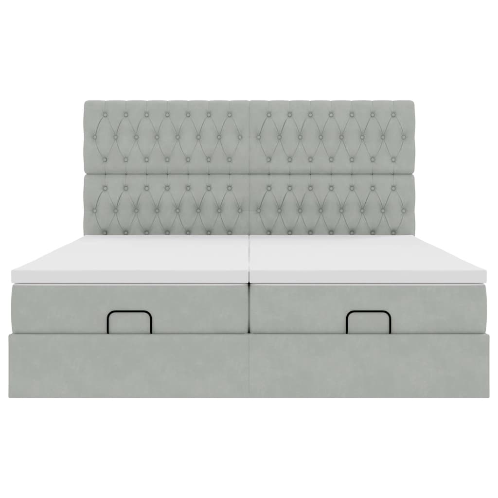 vidaXL Lit-coffre avec matelas Gris clair 160x200 cm Velours