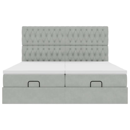 vidaXL Lit-coffre avec matelas Gris clair 160x200 cm Velours